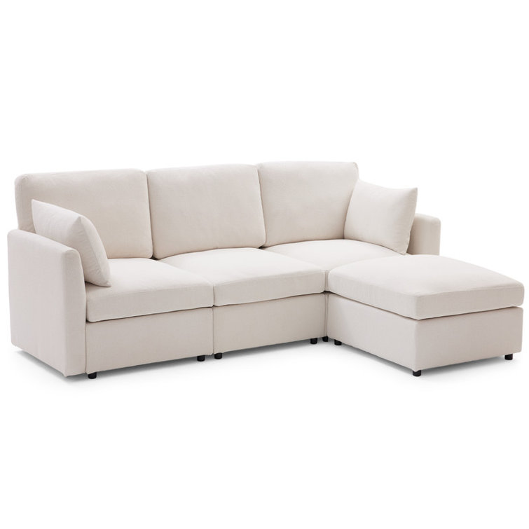4-Piece Modular Cloud Couch Reversible Sectional with Ottoman