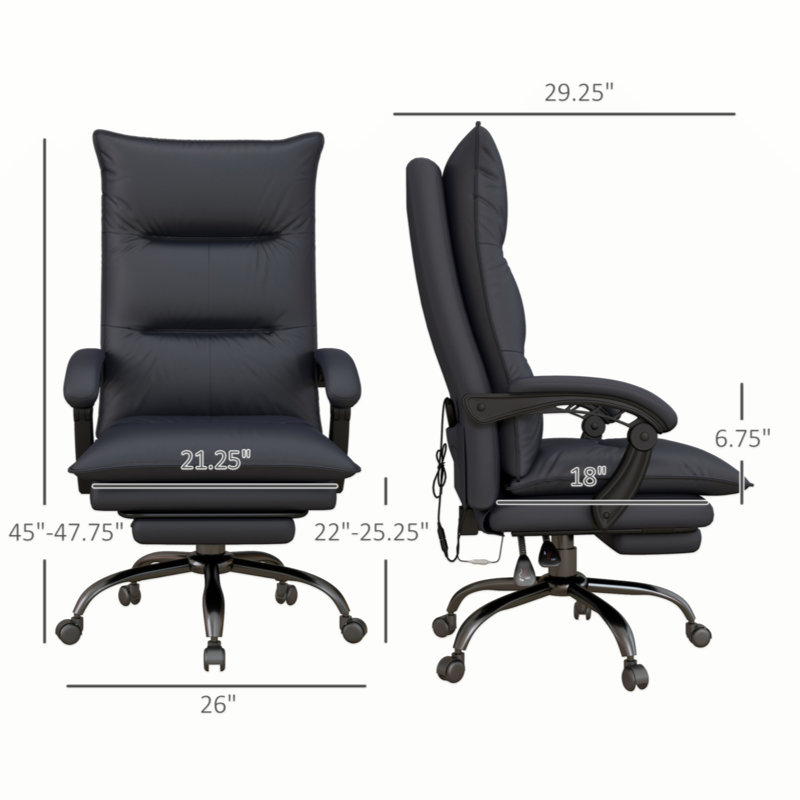 Chaise de bureau en microfibre avec massage, chaleur, repose-pieds, gris