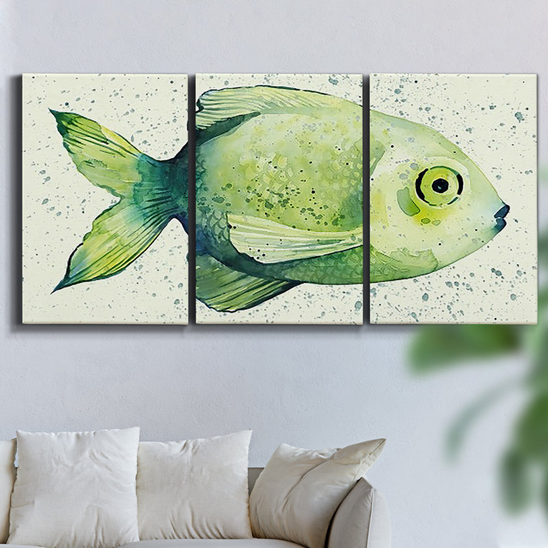 Lagune sur toile, reproduction de 3 pièces, H 36 po x l 72 po x P 2 po