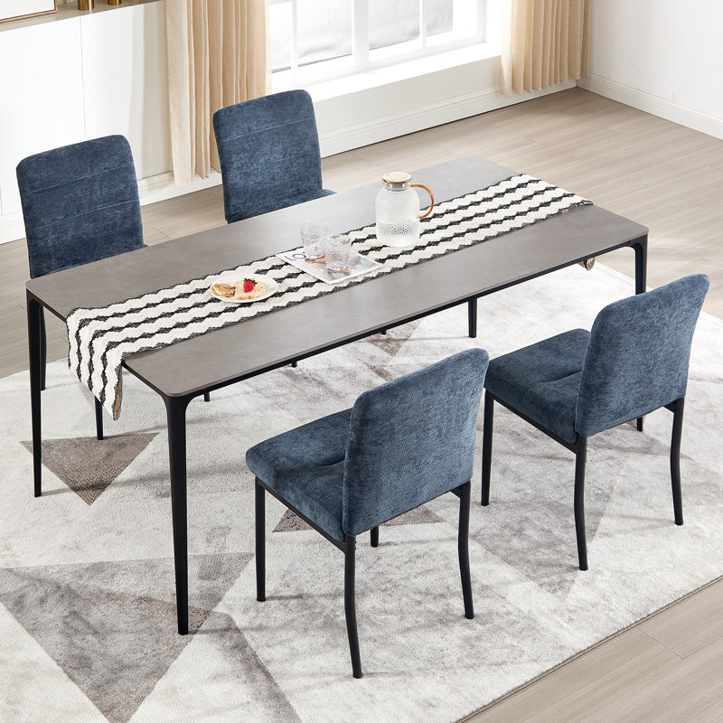 Chaise de salle à manger moderne avec pieds en métal, Bleu