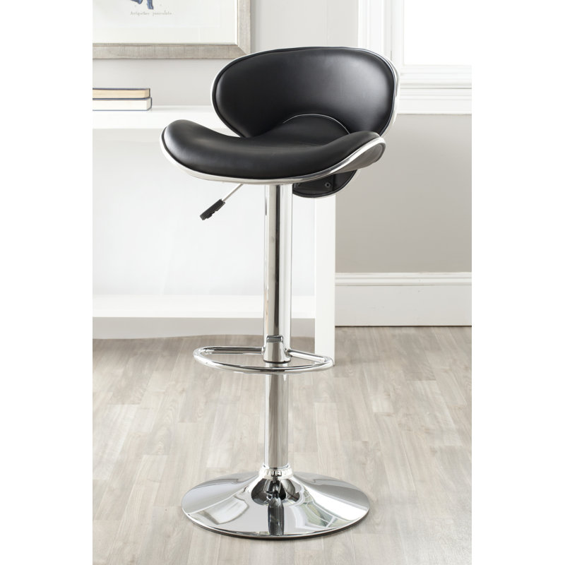 Bunky Swivel Upholstered Adjustable Height Counter Stool with Metal Frame, Black