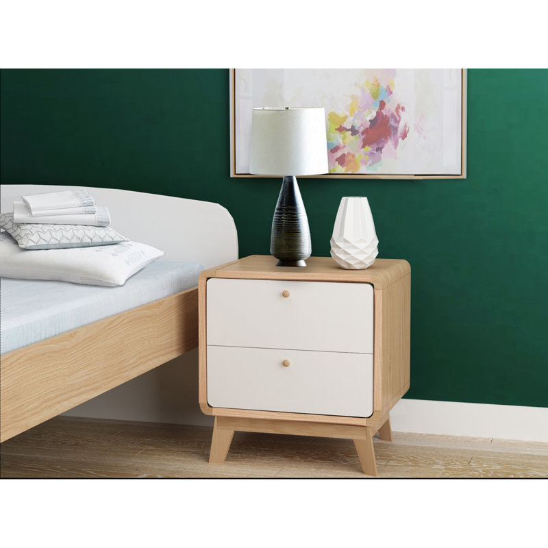 Maja 51cm W Bedside Table, White/Oak