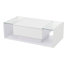 Table basse Aroa moderne ultrabrillante avec lumières DEL, panneaux de verre et rangement ouvert-128835472