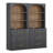 Set of 2 72" Tall Wood Modern Bookshelf with 3 Drawers, Ebony-120112847