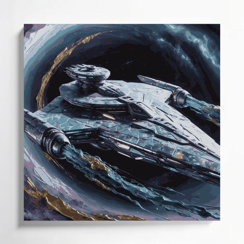 Art mural sur toile gris Sci Fi Interstellar, H 8 po x l 8 po