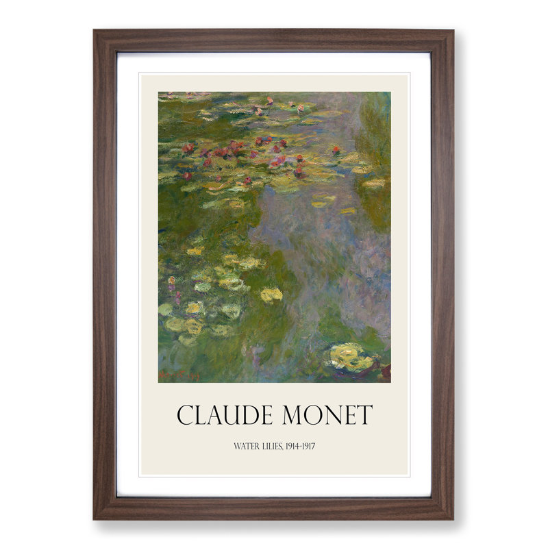 Water Lilies Lily Pond Vol.36 by Claude Monet - Picture Frame Art Prints, 65cm H x 48cm W x 2cm D, Walnut Framed