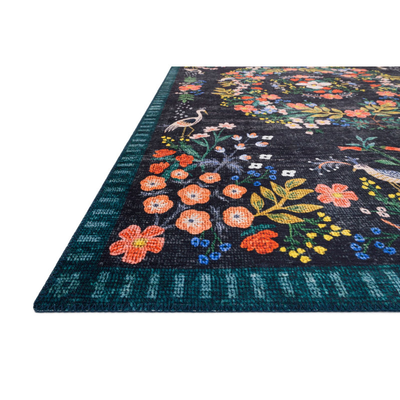 Tapis floral tissé multicolore à motif floral, Rectangle 3 pi 11 po x 5 pi 10 po