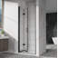 32 po x 72 po Porte de douche pivotante en verre pliable sans cadre 1/4 de pouce (6 mm) Panneau de douche en verre trempé transparent au fini noir, installation réversible