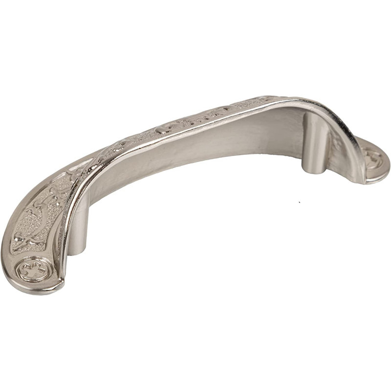 Poignée de tiroir en nickel brossé Baroque Scroll Work (entraxe: 2 1/2 po)
