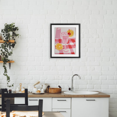 Limonade rose sur nappe, reproduction encadrée sous verre, design par Walker Noble