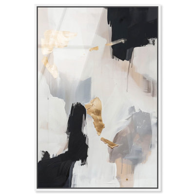 «Gentle Touch» encadrée d'art mural en verre acrylique ultrabrillant Mid-Century par Art Remedy, cadre blanc, 36 x 54