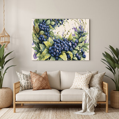 Fruit Blueberry Wild Beige Metal Wall Art