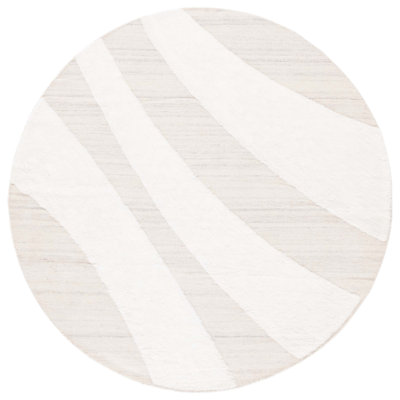 Tapis ivoire / beige en laine et coton tissé à plat à la main Brogun