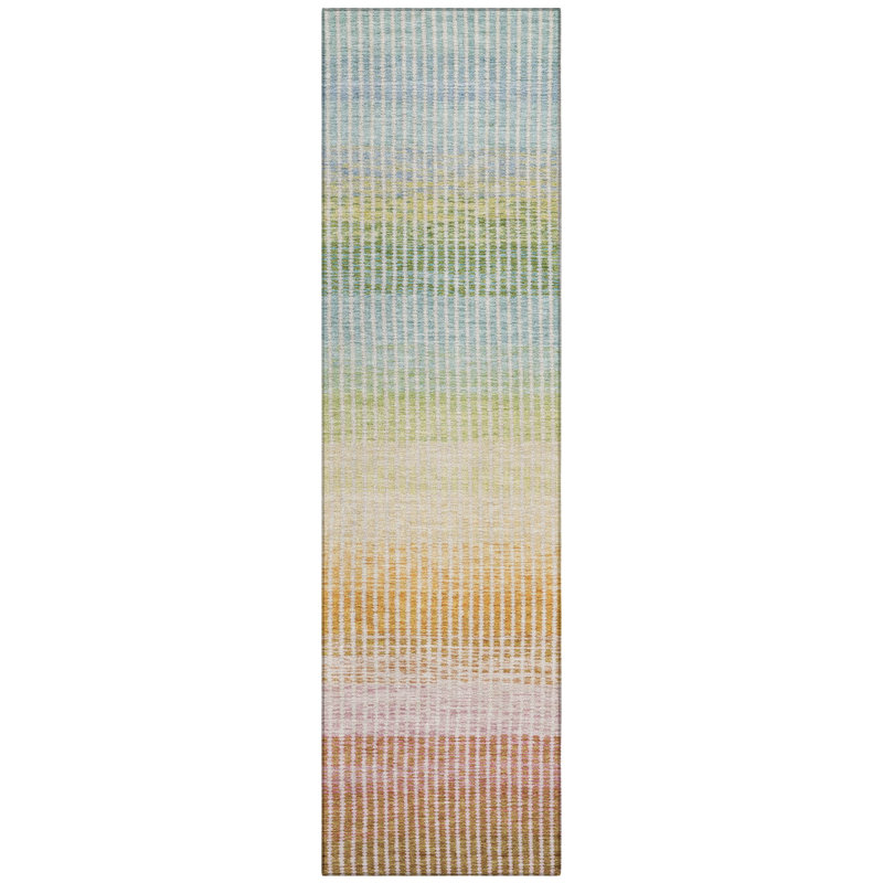 Machine Washable Indoor/Outdoor Jouett ACN2313 Stripes Rug, Runner 2'3" x 7'6"