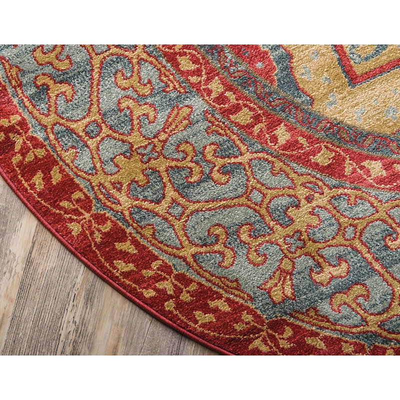 Tapis à motif oriental cramoisi Palazzo, Rond 6 pi