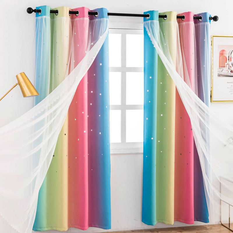 Panneaux de rideaux en polyester, L 52 po x L 84 po, Arc-en-ciel