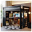 Lit mezzanine double en bois massif avec bureau en L et 4 tiroirs, noir