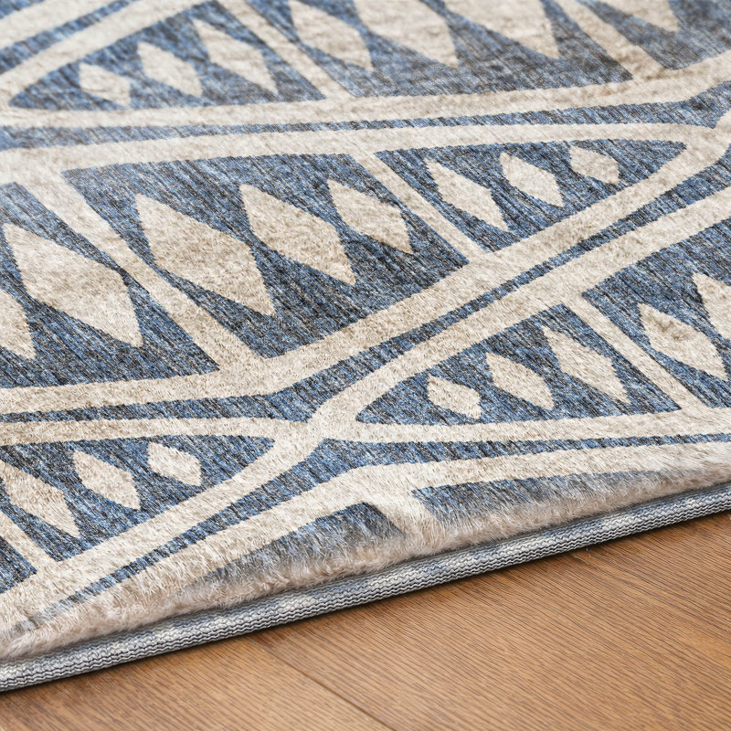 Premium Machine Washable Dream Shag ADS112 Boho Rug, Blue, 2'3" x 7'6" Runner