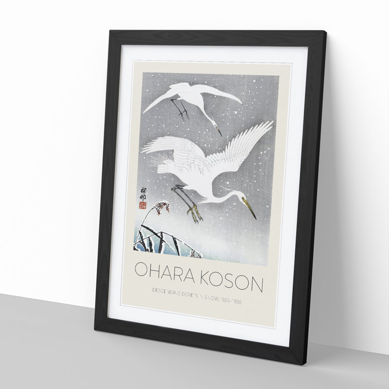 Descending Egrets 1 Piece Single Picture Frame Wall Art, 48cm H x 36cm W x 2cm D, Black Framed