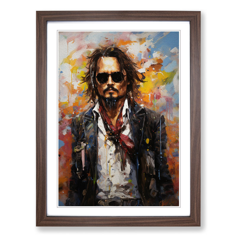 Johnny Depp Neo-Plasticism - Single Picture Frame Print on Wood, Walnut, 46cm H x 34cm W x 2cm D