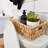 Wicker Storage Basket with Built-in Handles, Rectangular Bathroom Organizer for Toilet Tank, Vanity, Decor, Kitchen