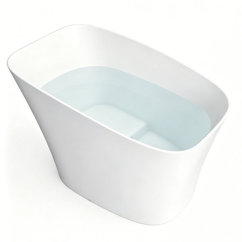 51-inch Freestanding Solid Surface Deep Soaking Bathtub with Seat