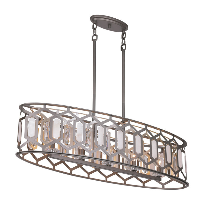 Minka Lavery Hexly - Îlot 5 lumières en bronze et argent