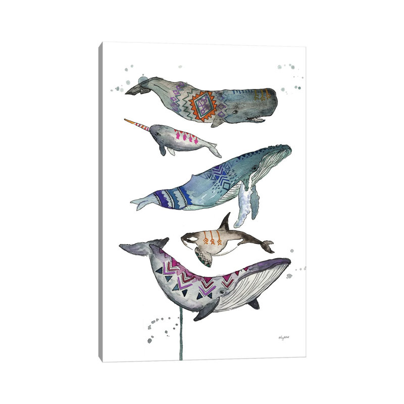 Tribal Whales by Kelsey McNatt - Wrapped Canvas Print, 101.6 cm H x 66.04 cm W x 3.175 cm D