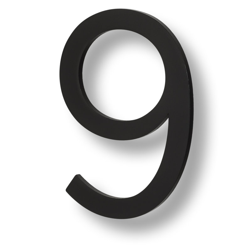 Numéro de maison flottante, 6 po, 9, Dos plat