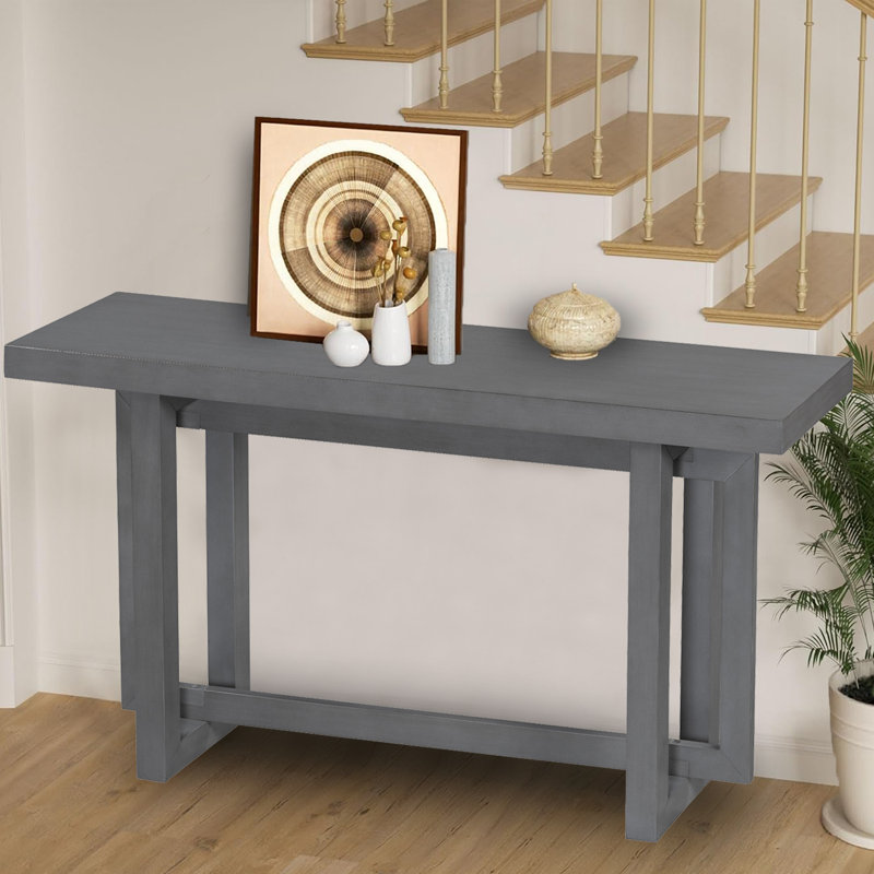 Thedrick 59" Extra Long Entryway Table Console Table,Entryway table,Hoyer table with wood frame, Dark Gray