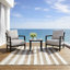 Ensemble de mobilier d'extérieur en aluminium 3 pièces, ensemble de conversation avec fauteuil club entièrement soudé, coussins Sunbrella et table d'appoint Elegance Arc 23,6 po avec plateau en pierre frittée d'inspiration marbre blanc grec