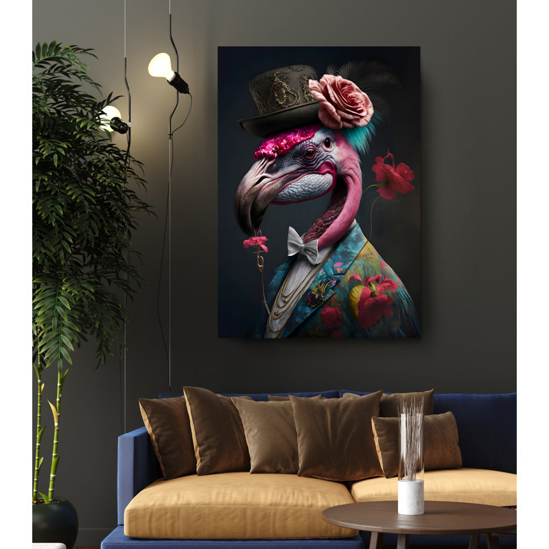 Flamant rose élégant sur toile, H 30 po x l 20 po x P 1 po
