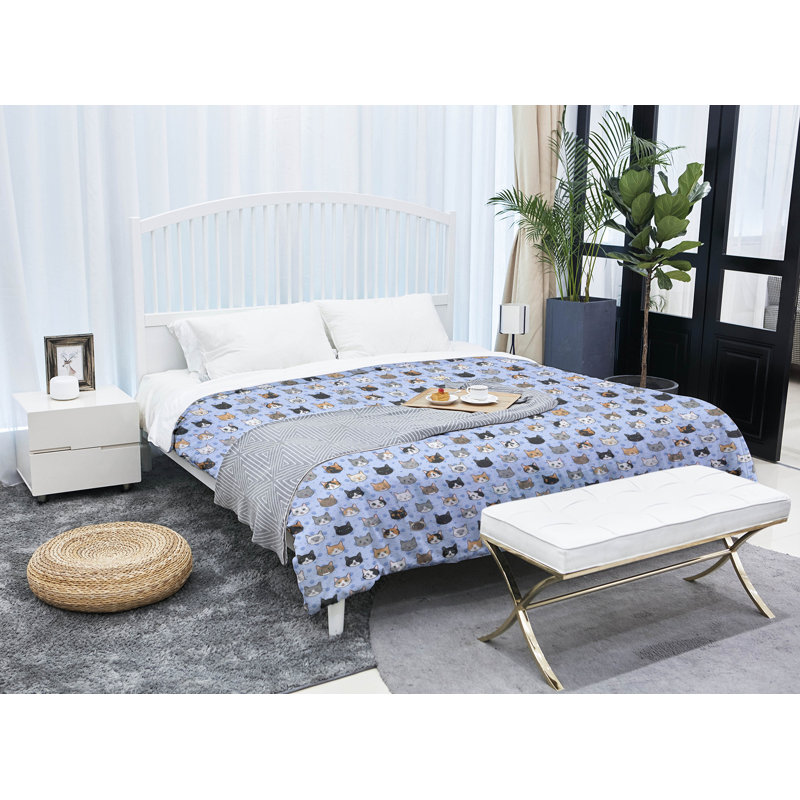 Grand confort réversible pour chat simple kitty Katelyn  Elizabeth, Édredon simple, Bleu