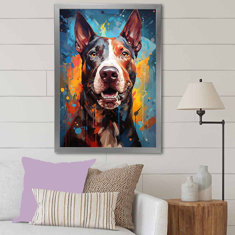 Impression sur toile Bull Terrier Boldness I, H 32 po x l 16 po x P 1 po, Cadre simple argenté