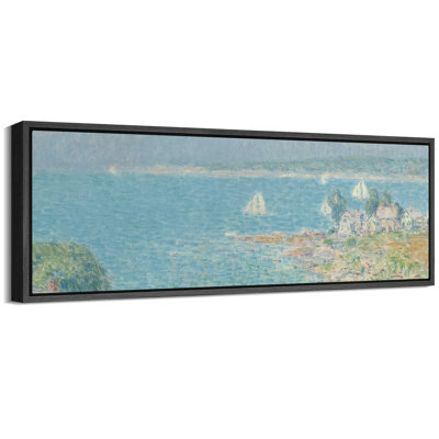 Coastal Beach " Harbor View At Dusk Seaside Town And Sailing Ships Hanging Painting Extra Large Artwork Pictures "
