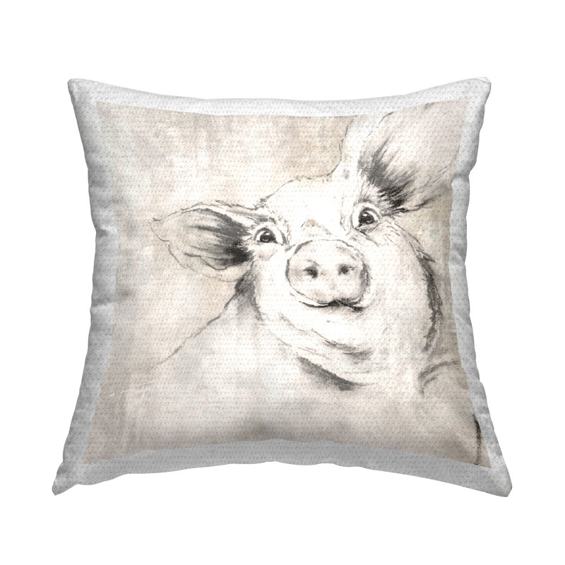 Coussin cochon imprimé d'extérieur par Eli Jones