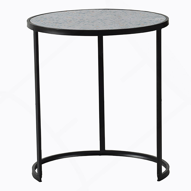 Set of 2 Round End Table, Stacking Side Tables with Sturdy Metal Frame