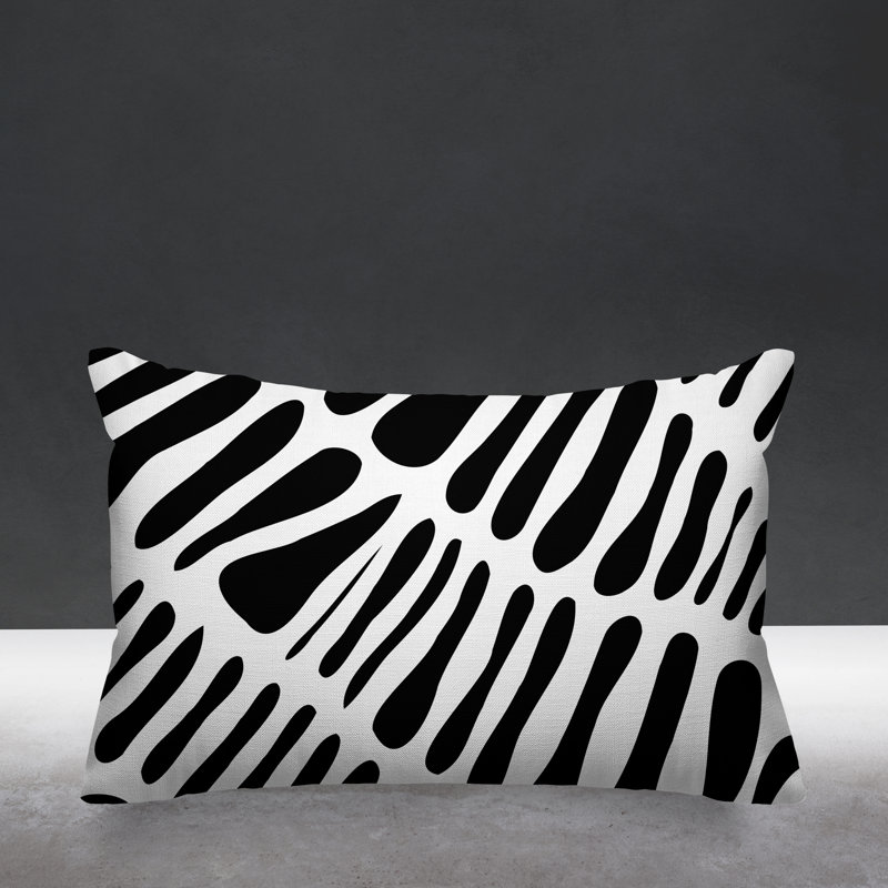 Locke Abstract Outdoor Reversible Throw Pillow, Black