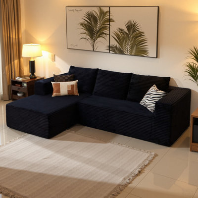 108” Modular Sectional Cloud Sofa For Living Room Modern Minimalist Couch With L-shaped Chaise Upholstered Corduroy Couch , Deep Seat, No Assembly Required 