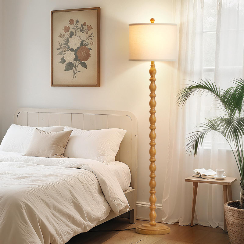 Rustic Floor Lamp With 3 Color Temperatures - 62 Inch Retro Farmhouse Standing Lamp For Living Room, Modern Tall Corner Lamp With Rotary Switch For Bedroom, Dining Room
