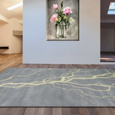 Tapis gris en laine touffeté à la main Risley