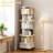 6 Tier Rotating Bookshelf, 360° Display Round Spinning Bookshelf With Wheels And Drawer, Space-Saving, Small Space Rotating Bookshelf Tower For Bedroom, Living Room, Home, Office, Warm White-272824006-272824007