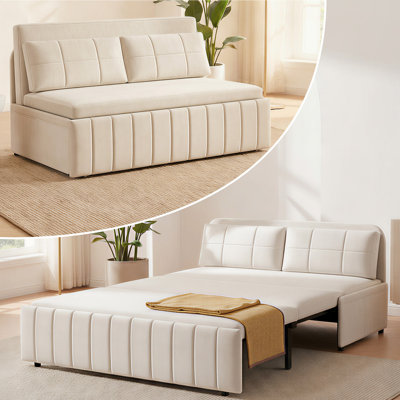 Grand canapé-lit convertible grand, beige