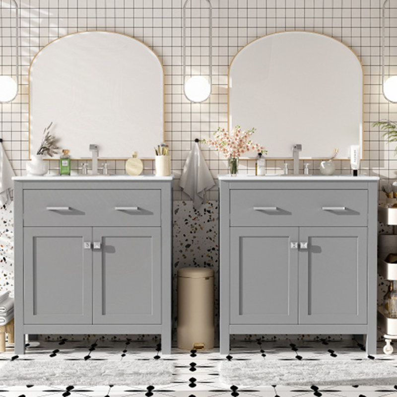 Ensemble de meuble-lavabo gris 60 po, Gris