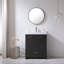 Ensemble de meuble-lavabo simple 30 po en bois d'ébène avec plateau en céramique