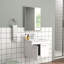 Meuble-lavabo mural blanc brillant avec lavabo en céramique et miroir - Conception moderne en MDF pour salles de bain luxueuses