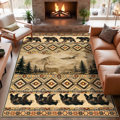 Tapis en faux cachemire, tapis d'intérieur rustique