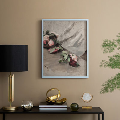 Reproduction florale vintage avec encadrement CCL XXXII - bois massif