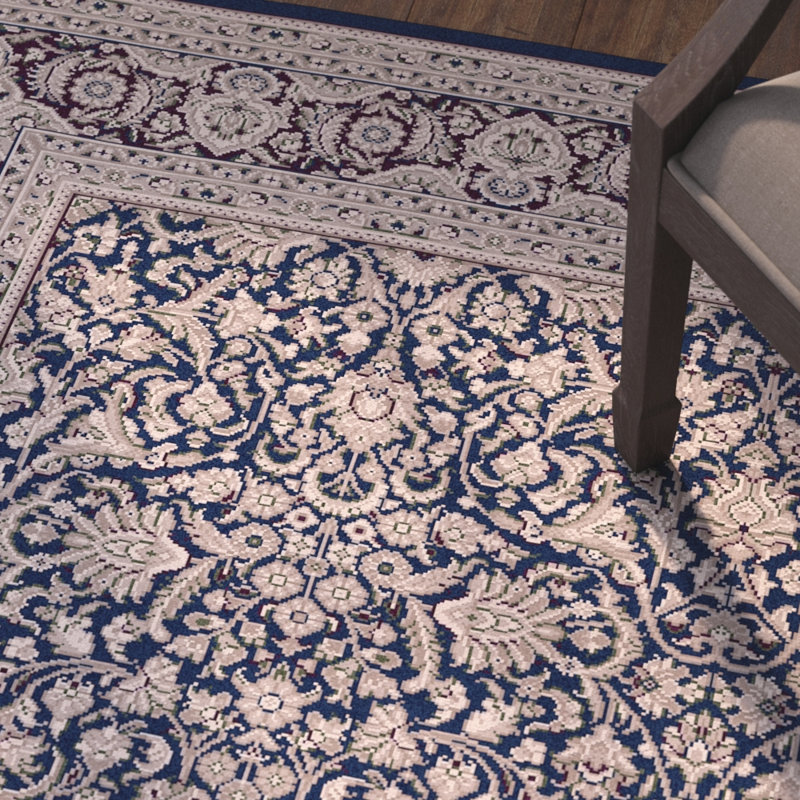 Tapis bleu marine/brun persane Atterbury, Rectangle 9 pi 2 po x 12 pi 10 po