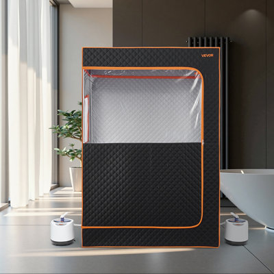 2 Person Portable Steam Sauna Tent Full with Steamer Remote Oil Box Black